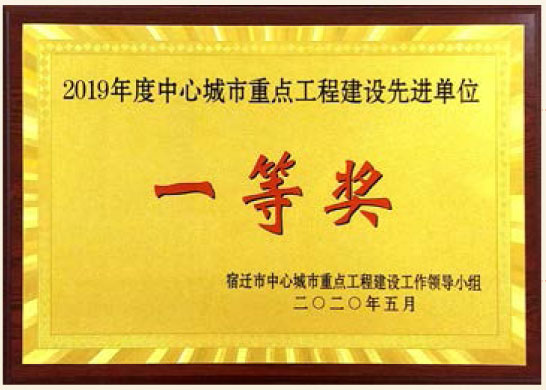 2019年度中心城市重點工程建設(shè)先進單位一等獎